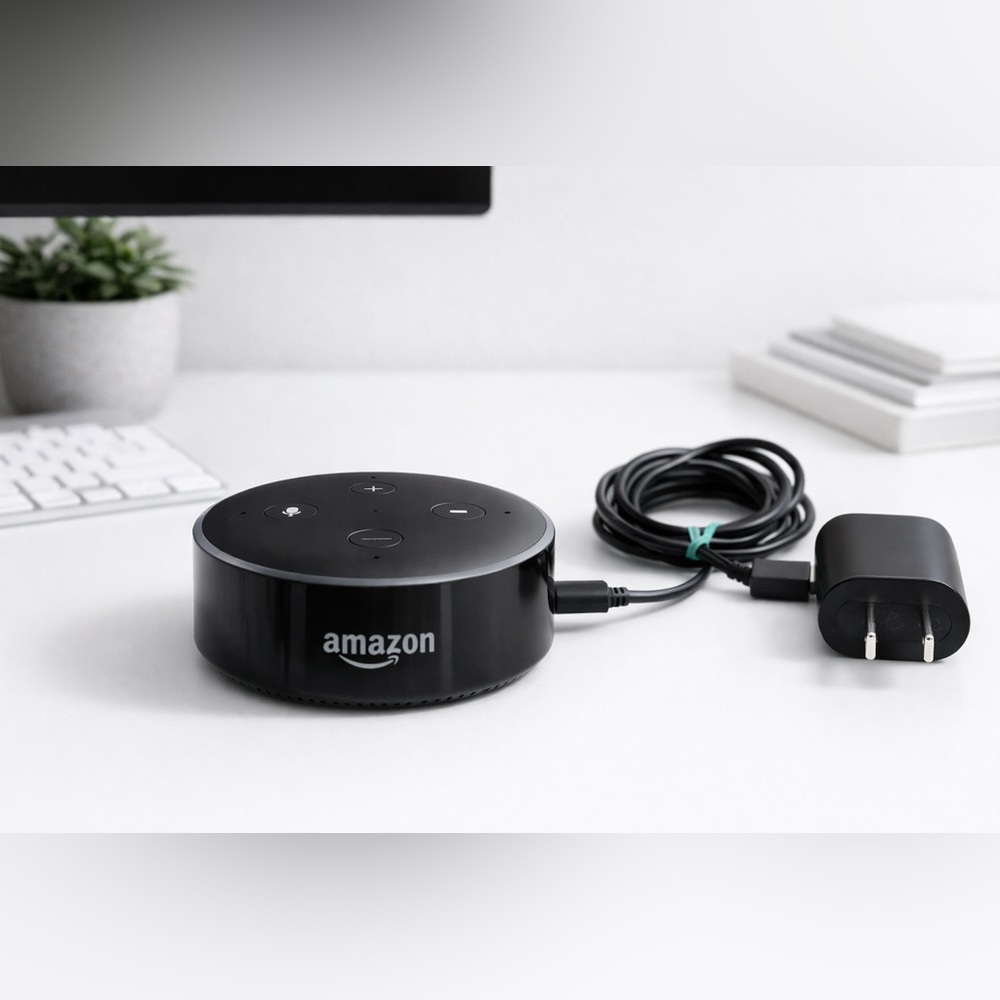 Amazon Echo Dot 2 Generation Alexa Smart speaker Black -With Cable and Adapter
